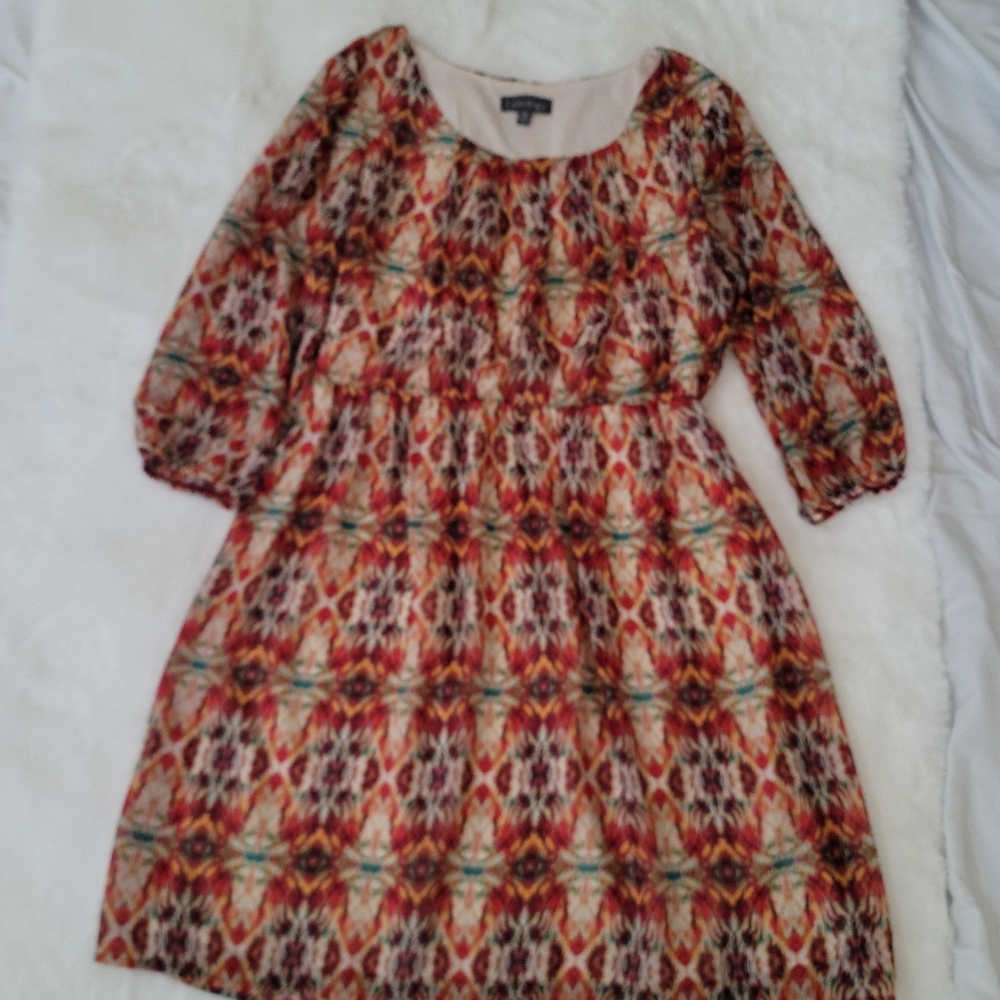 Luxology Floral Loose Casual Free Dress with Lantern Sleeve